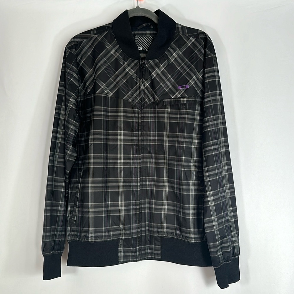 Oakley Black, Grey & Purple Plaid Light Mens Windbreaker Jacket